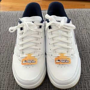 Skechers White and Navy Slip-Ins Sneakers
